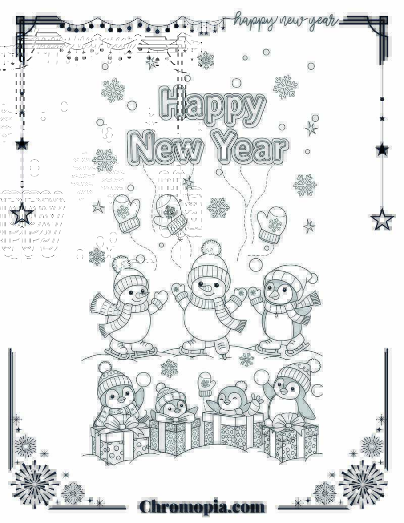 Winter Wonderland Creatures Frosty Festive Frolic Coloring Page