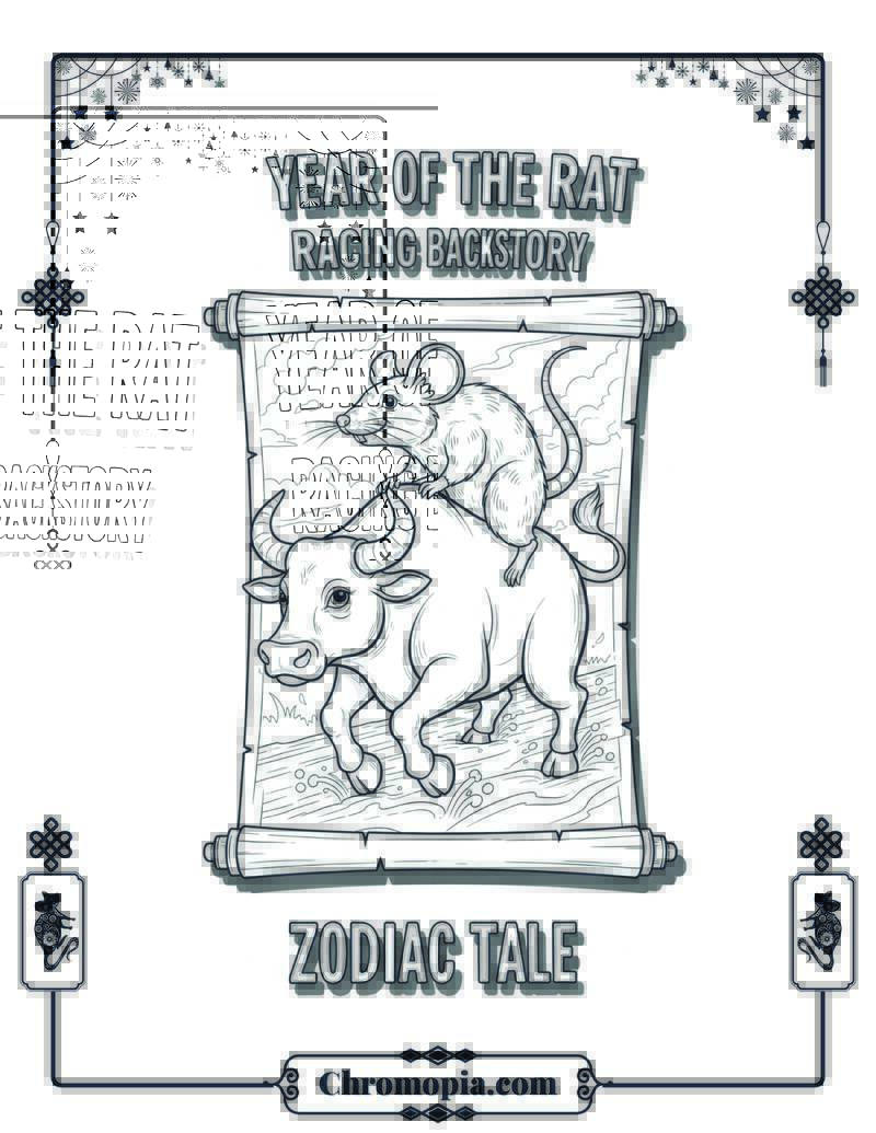 Rat and Ox Racing Backstory Coloring Page