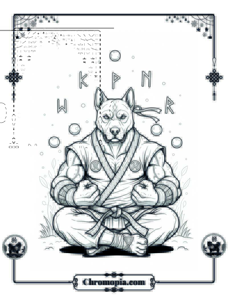 Forbidden Forest Dog Martial Arts Trainer Coloring Page