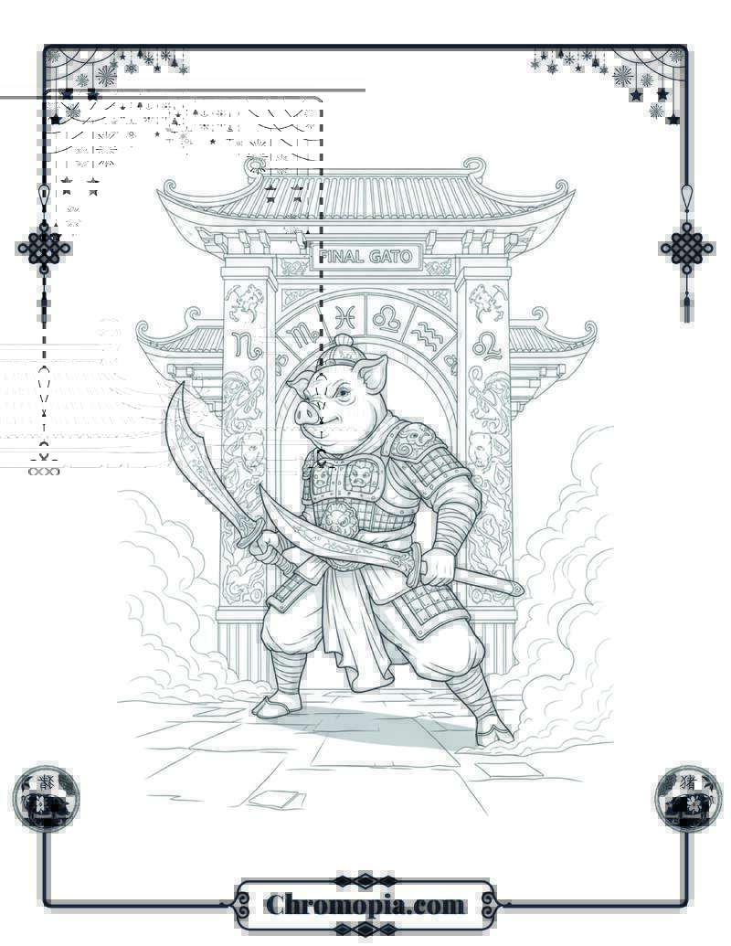 Pig Warrior at the Final Zodiac Gate Coloring Page
