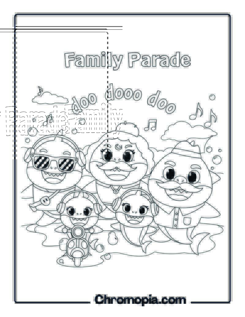 Baby Shark Family Parade coloring page