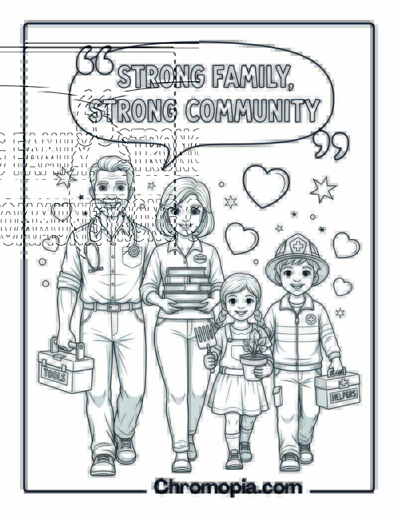 Family Supports Community coloring page
