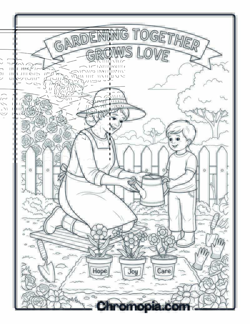Gardening With Grandma coloring page