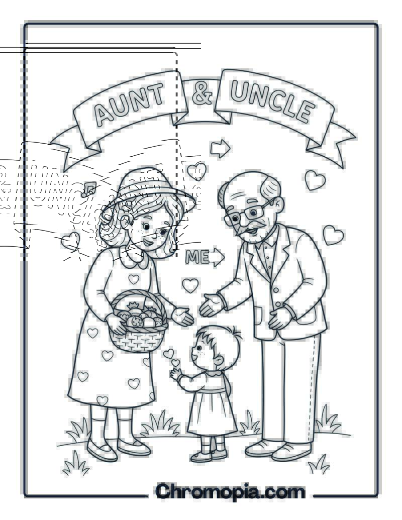Aunt and Uncle Visit Us coloring page