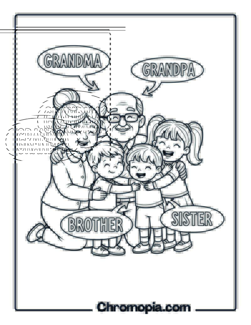 Grandma and Grandpa Hug coloring page