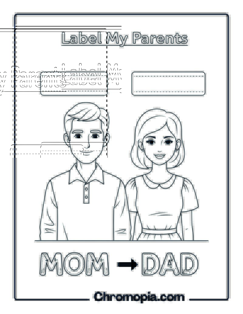 Label My Parents coloring sheet