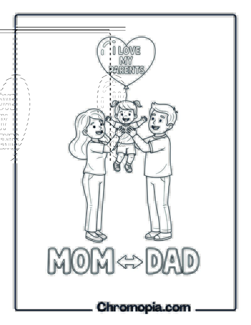 Mom and Dad Hug Me coloring page