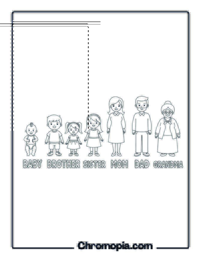 Trace and Color My Family coloring sheet