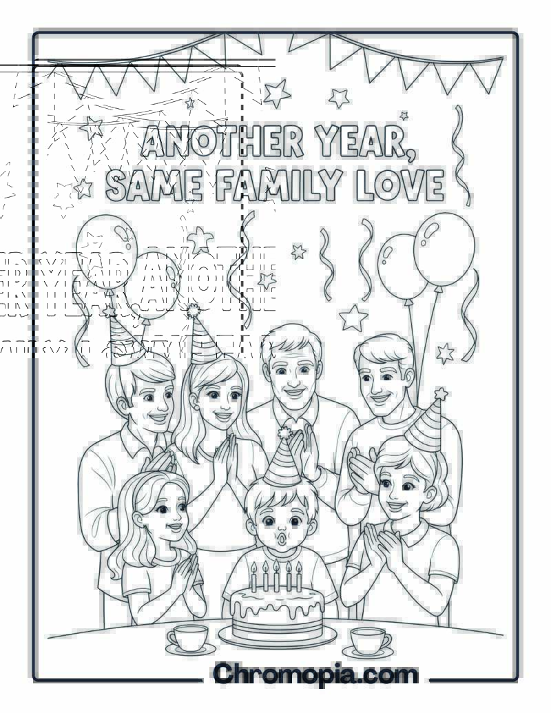 Birthday Party Family Moment coloring page