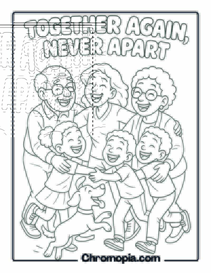 Family Reunion Hug Fest coloring page