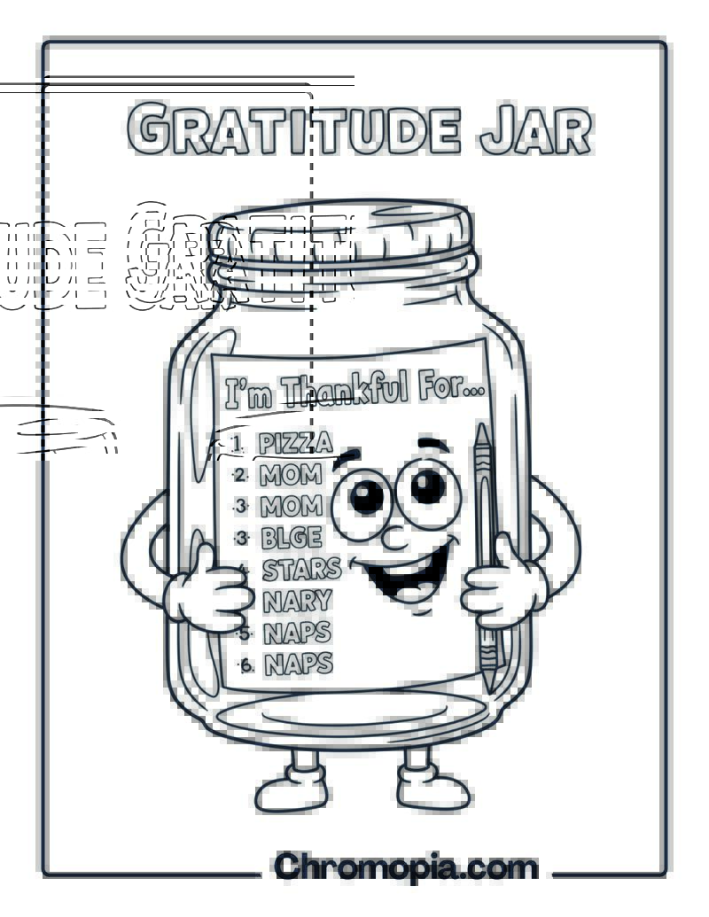 Gratitude Jar Coloring Page for Kids