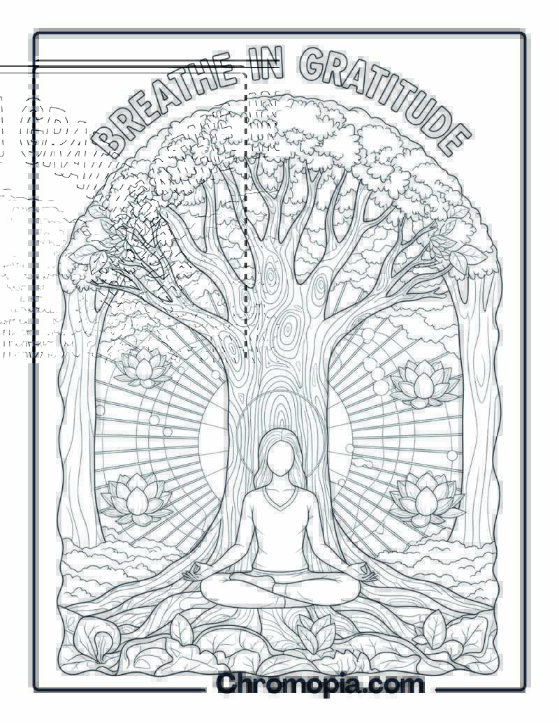 Meditation Gratitude Coloring Sheet in Forest