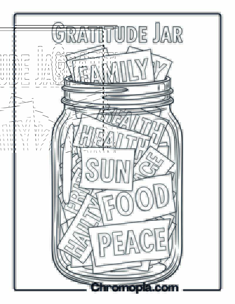 Gratitude Jar Coloring Page Printable