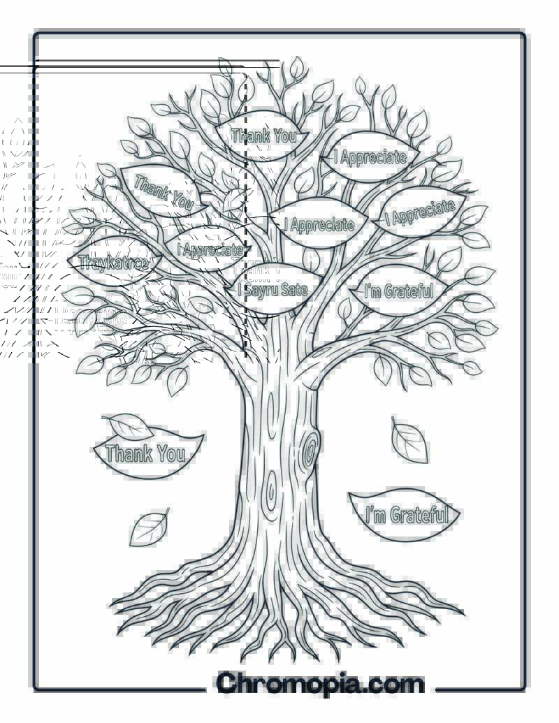 Printable Gratitude Coloring Pages Tree