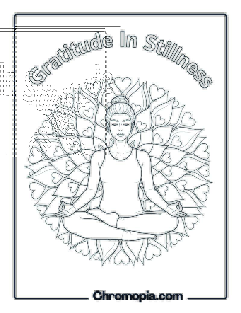 Gratitude Coloring Page with Yoga Pose Mandala