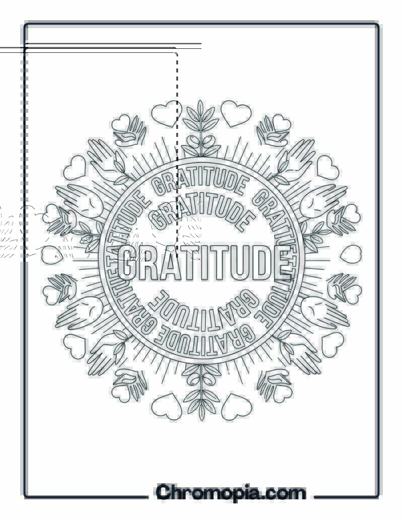 Gratitude Mandala Coloring Page for Adults