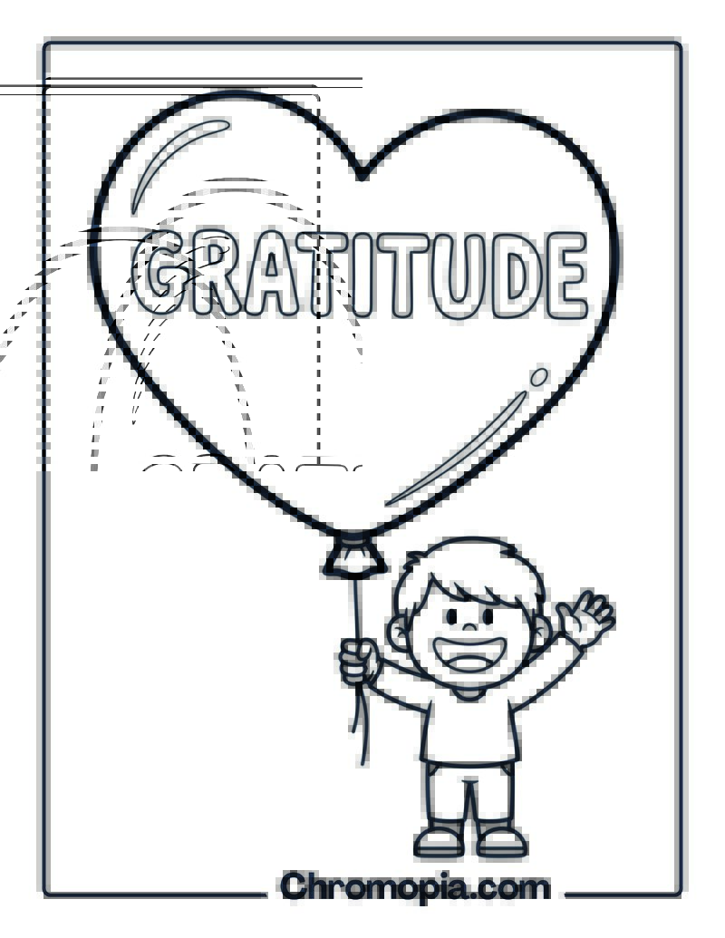 Gratitude Coloring Page for Kids Simple