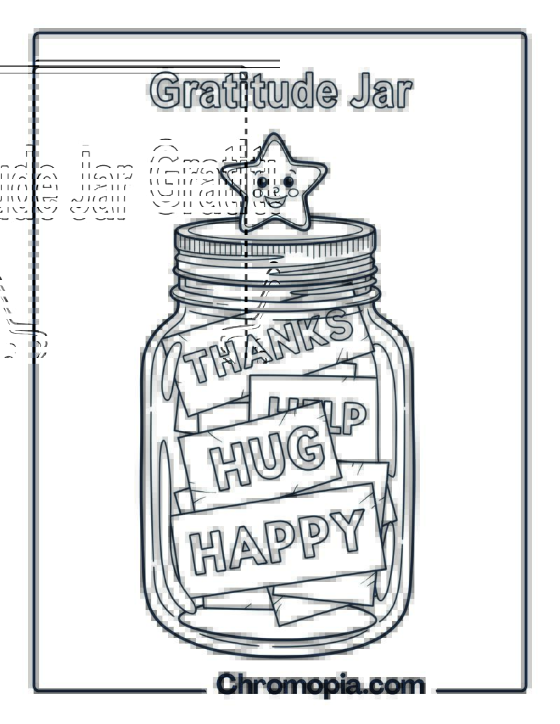 Gratitude Jar Coloring Page Preschool Level