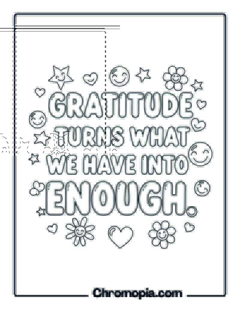 Gratitude Quotes Coloring Sheet for Kids