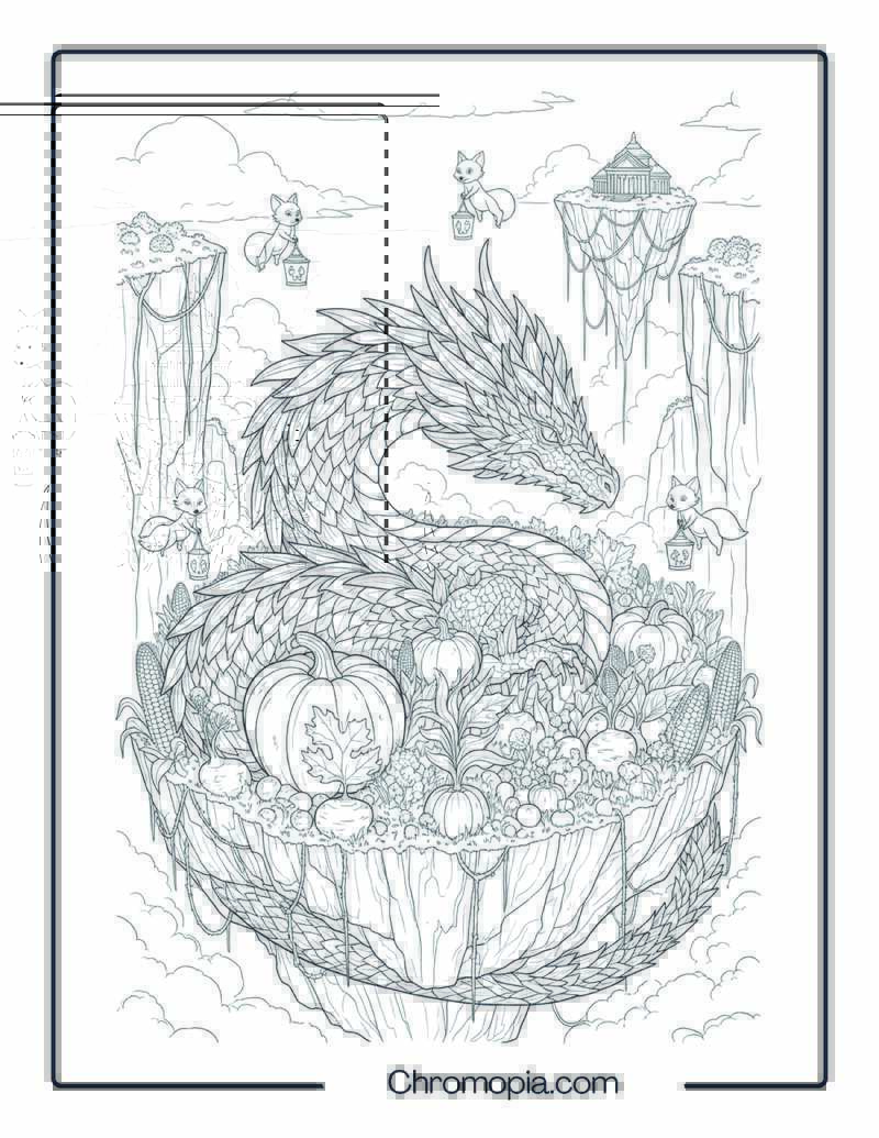 Harvest Dragon Spirit Realm Coloring Page
