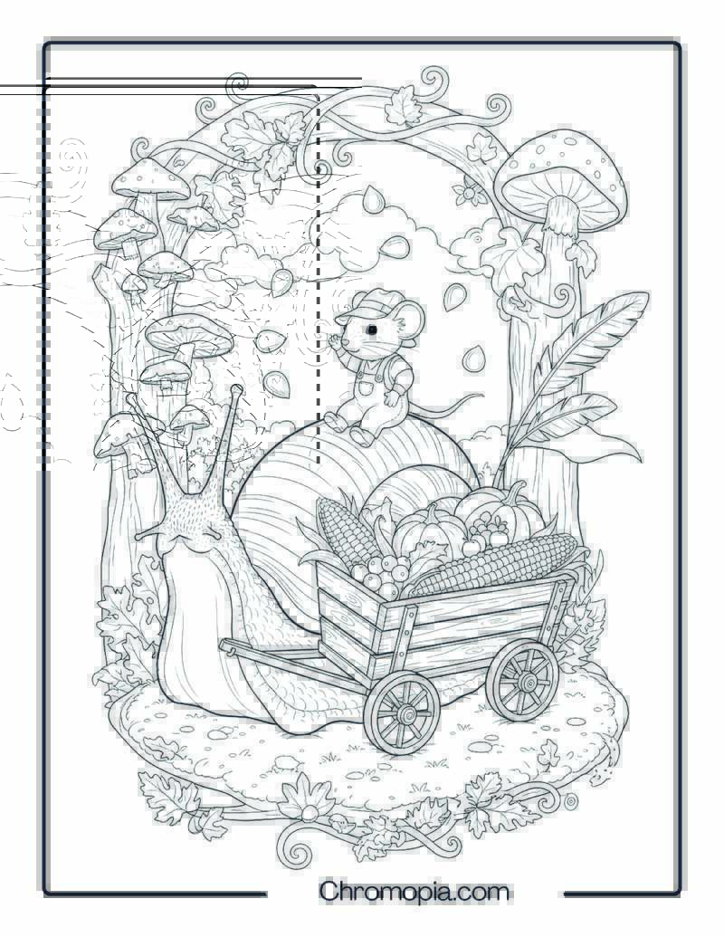 Snail Wagon Harvest Delivery Coloring Sheet