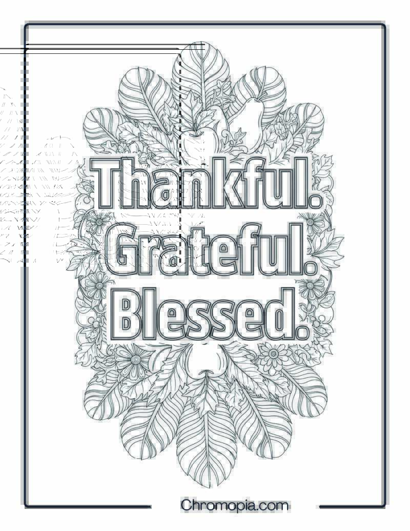 Thankful. Grateful. Blessed. Coloring Sheet