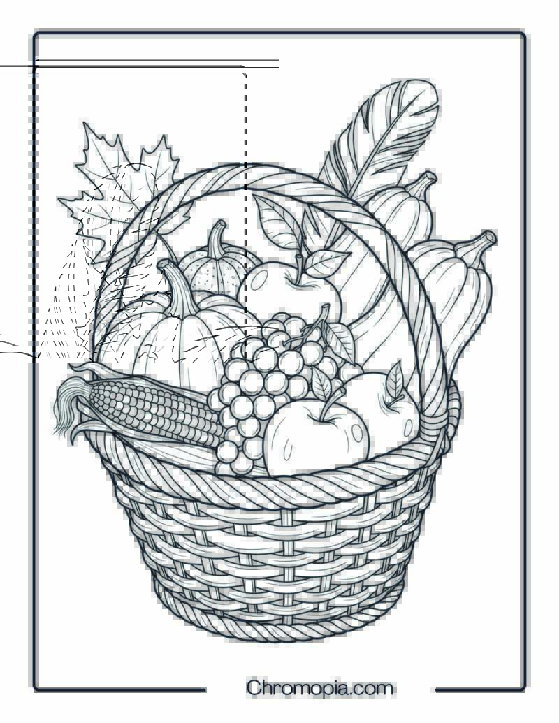 Autumn Harvest Basket Coloring Page