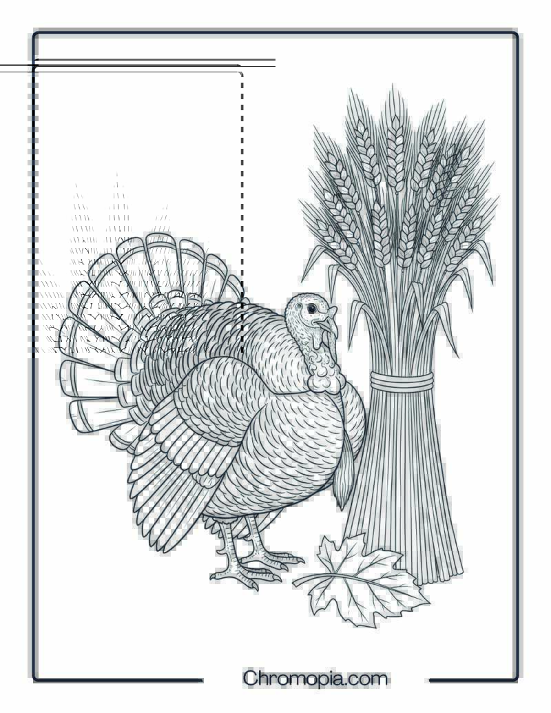Turkey with Wheat Sheaf Coloring Sheet