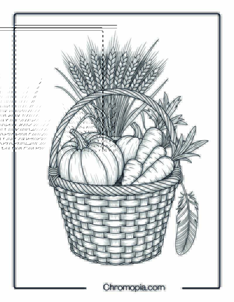 Woven Harvest Basket Coloring Page