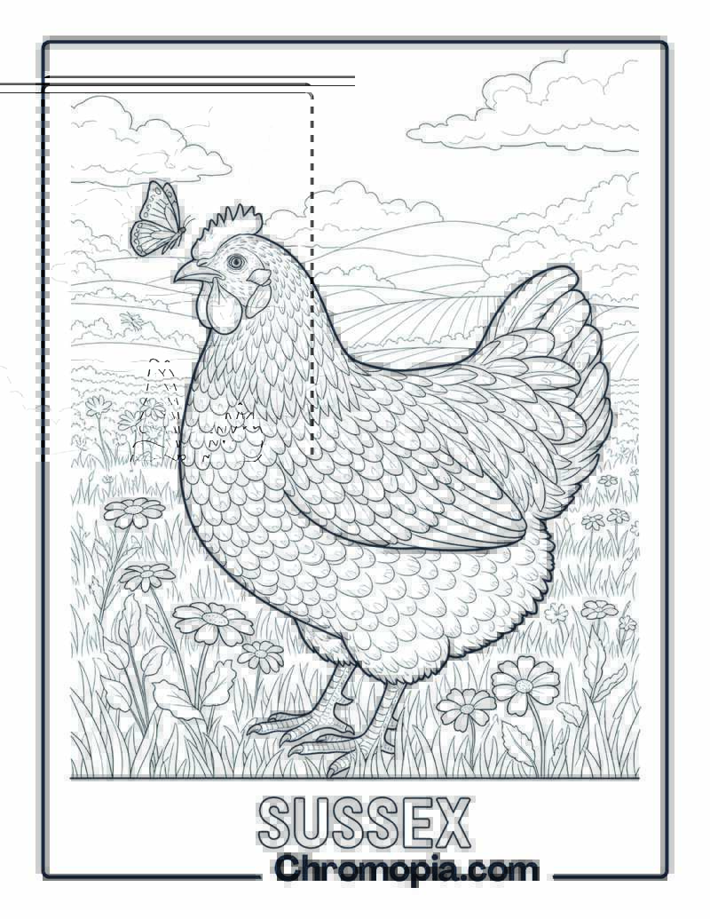 Brahma Chicken Coloring Page