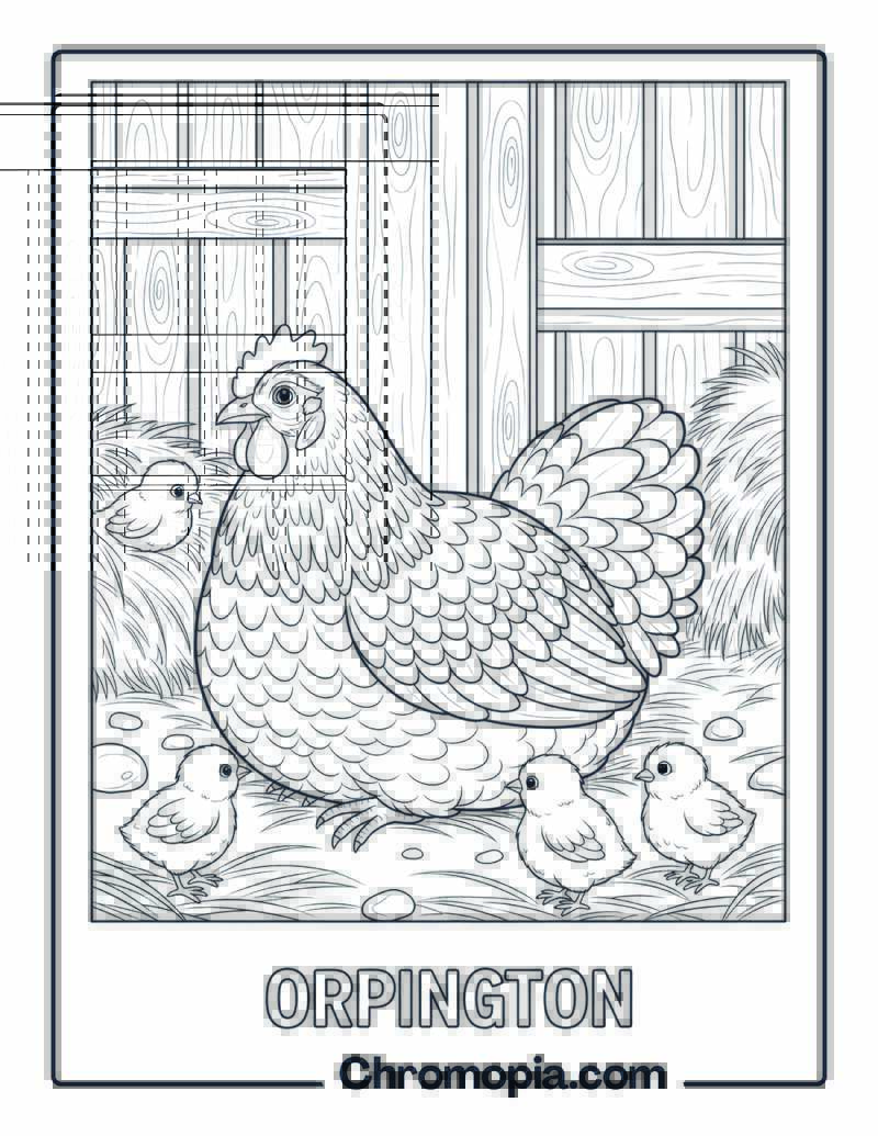 Orpington Chicken Coloring Page