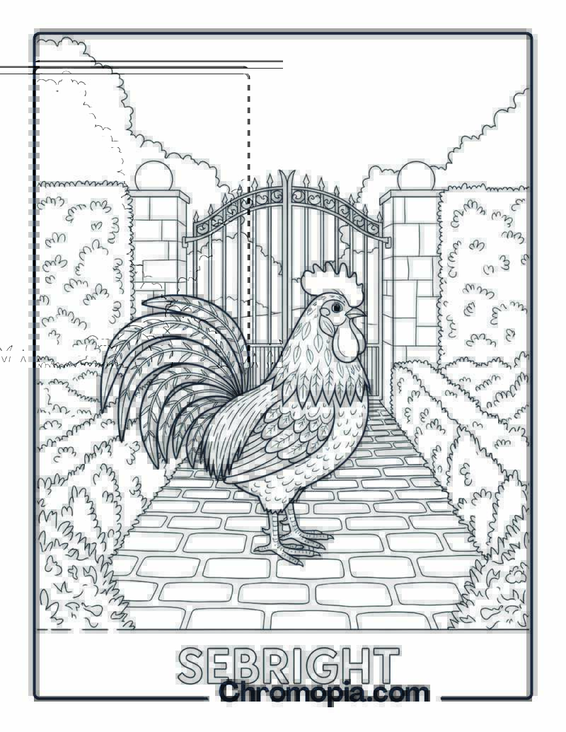Sebright Rooster Coloring Page