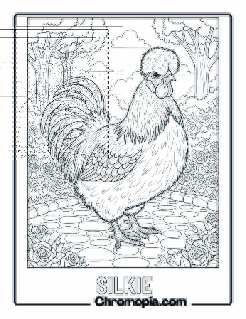 Silkie Chicken Coloring Page