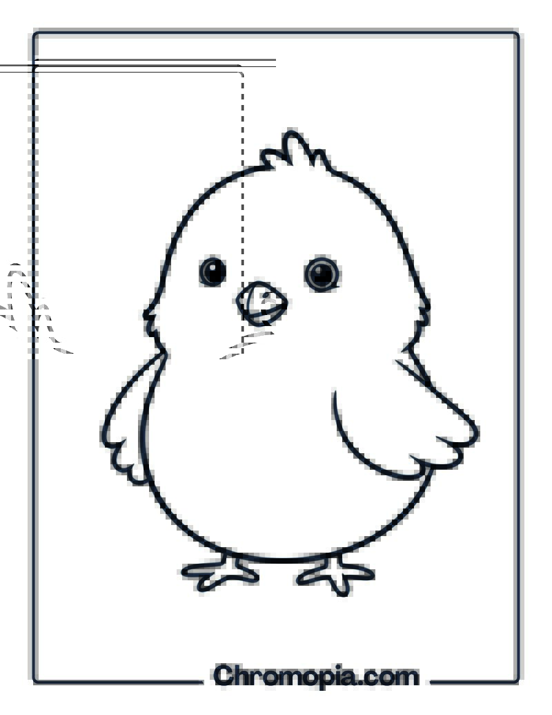 Baby Chick Standing Coloring Page