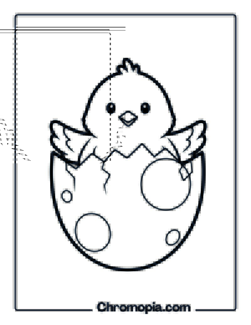 Chick Hatching from Egg Coloring Page