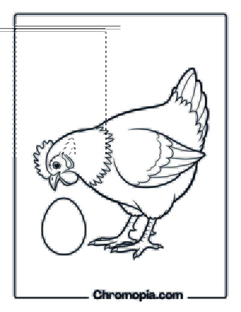 Hen Looking at Her Egg Coloring Sheet