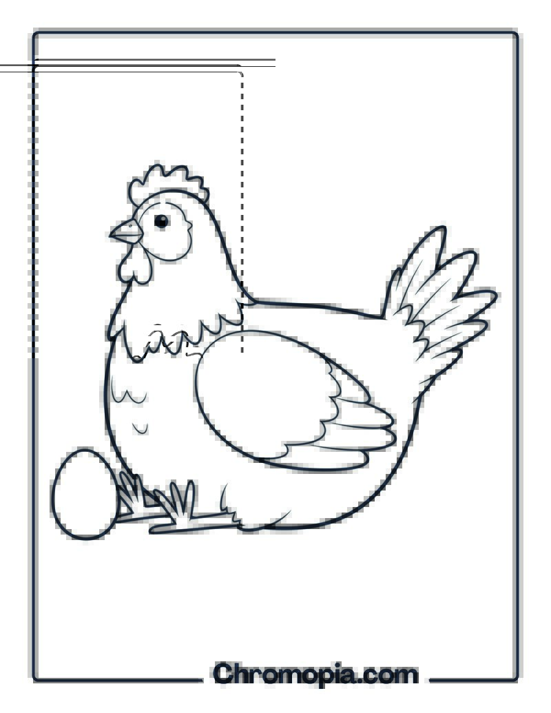 Hen with Egg Coloring Sheet
