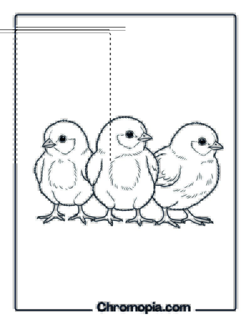 Three Fluffy Chicks Coloring Page