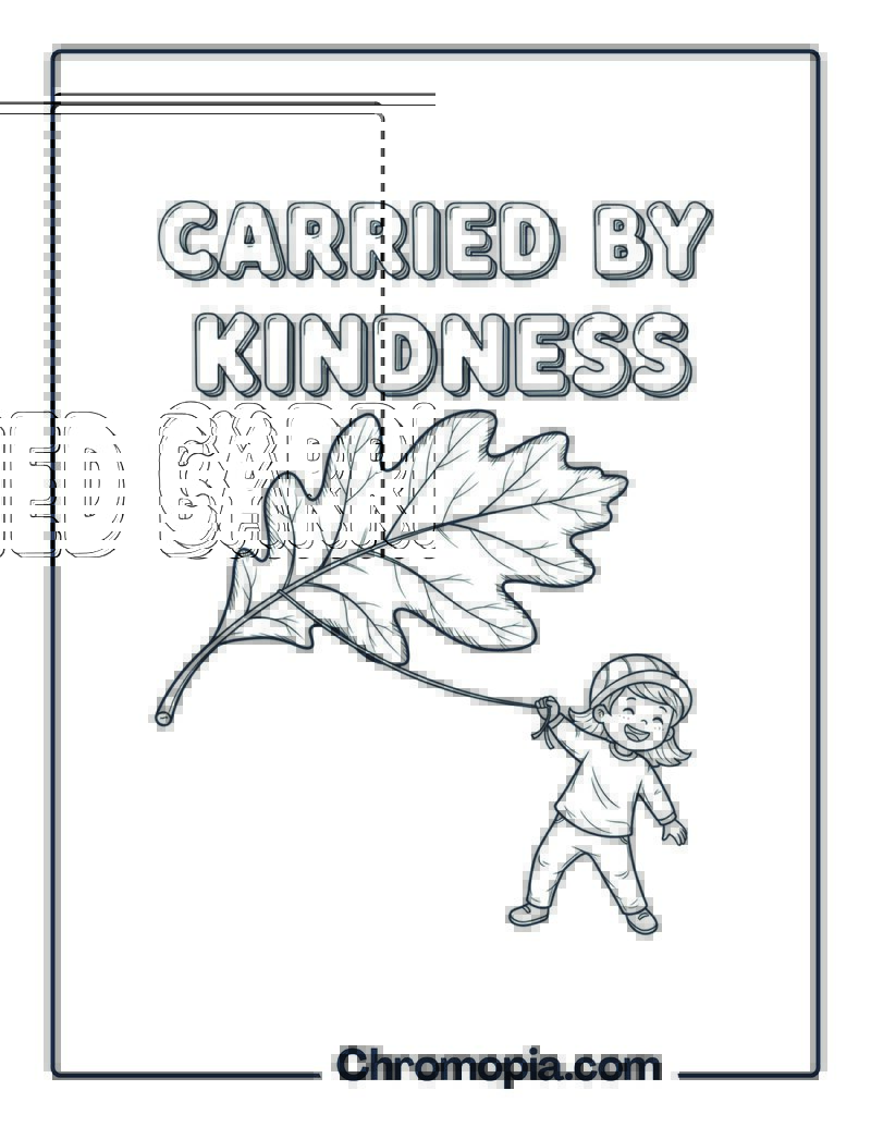 Autumn Leaf Carrying Kindness Coloring Sheet