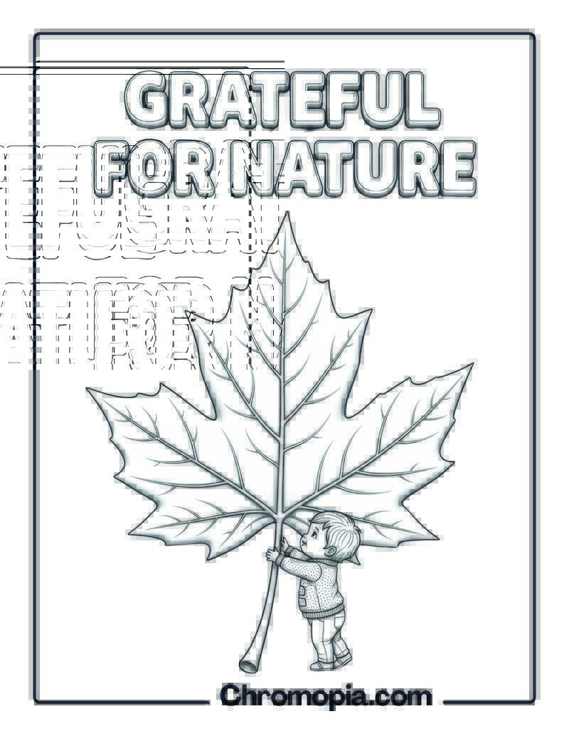 Giant Fall Leaf Hug Coloring Page