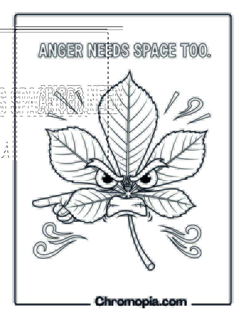 Angry Leaf with Sharp Brows Coloring Page