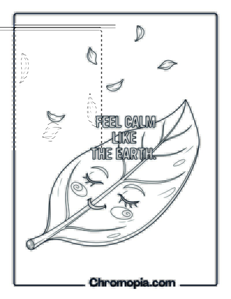 Calm Leaf Resting Flat Coloring Page