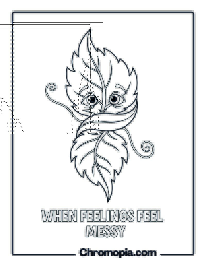 Confused Leaf Twisting at Center Coloring Sheet