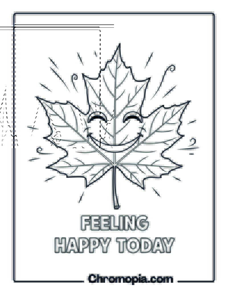 Happy Leaf with Gentle Smile Coloring Page