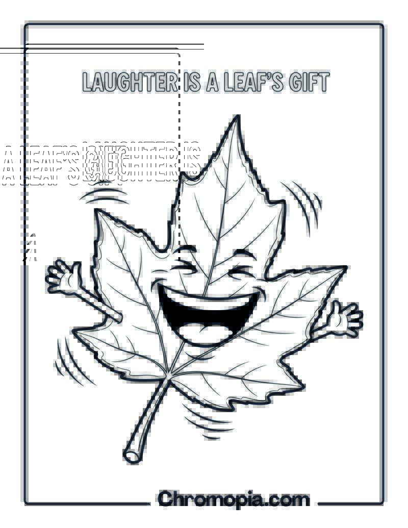 Laughing Leaf with Open Smile Coloring Sheet