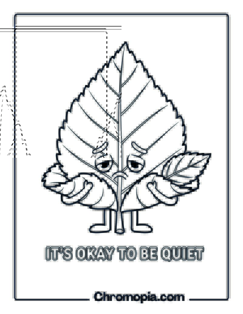 Shy Leaf with Folded Tips Coloring Page