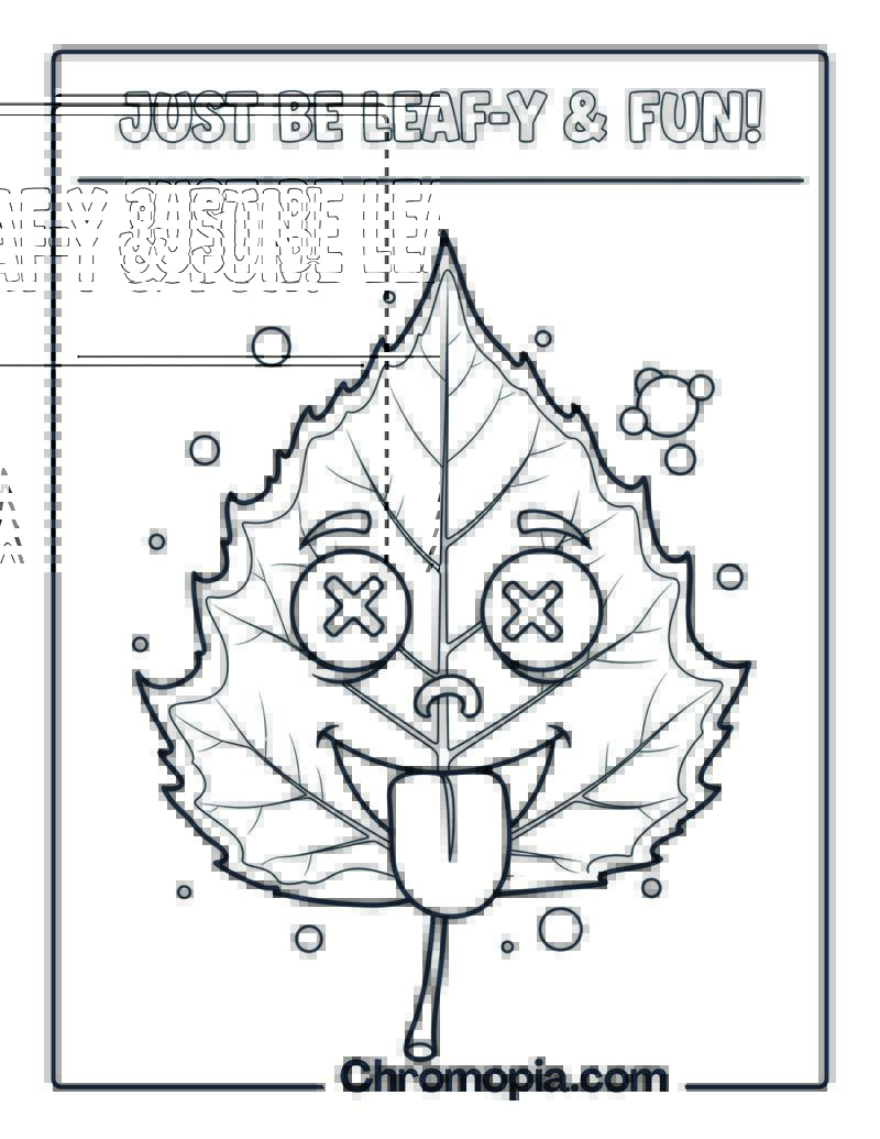 Silly Leaf with Tongue Out Coloring Page