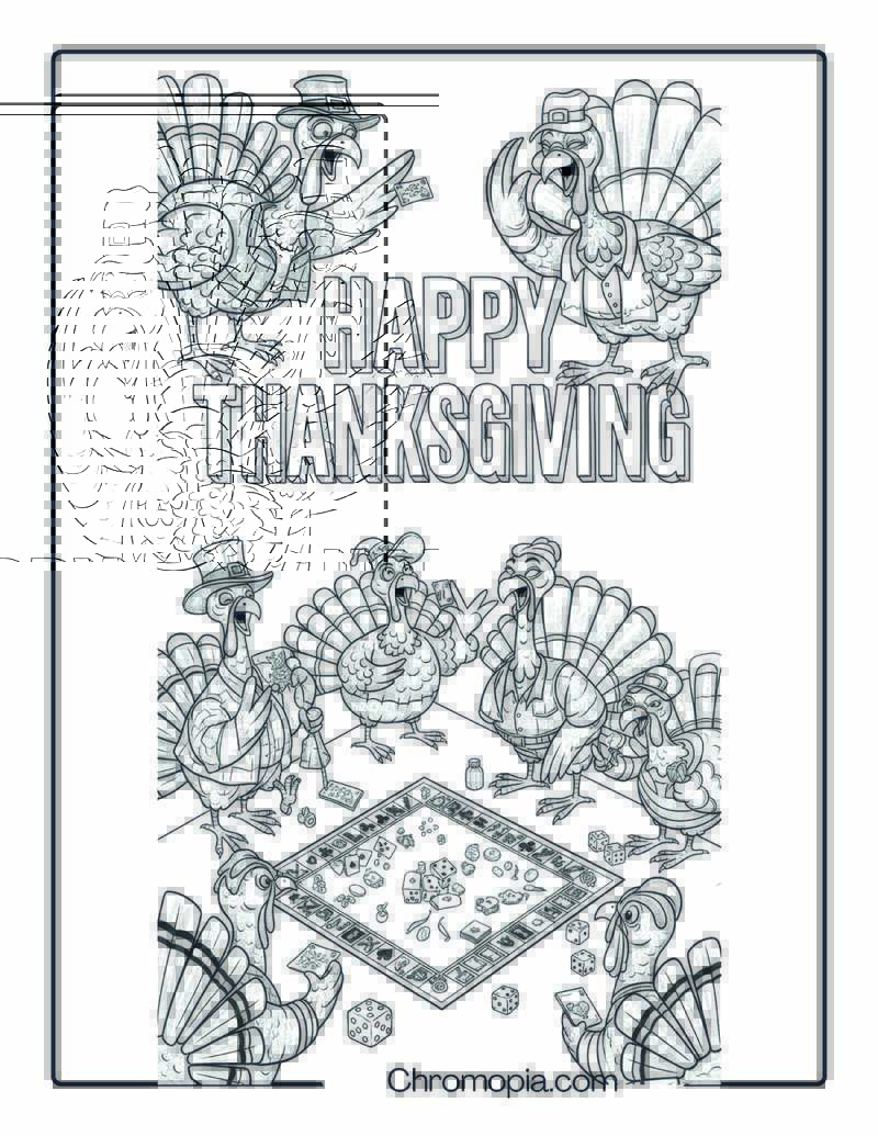 Turkeys Playing Thanksgiving Board Games