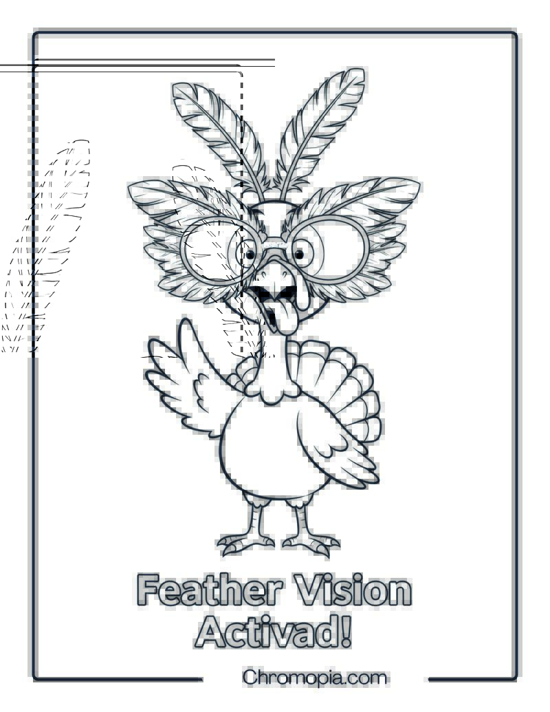 Silly Turkey with Feather Sunglasses Coloring Page