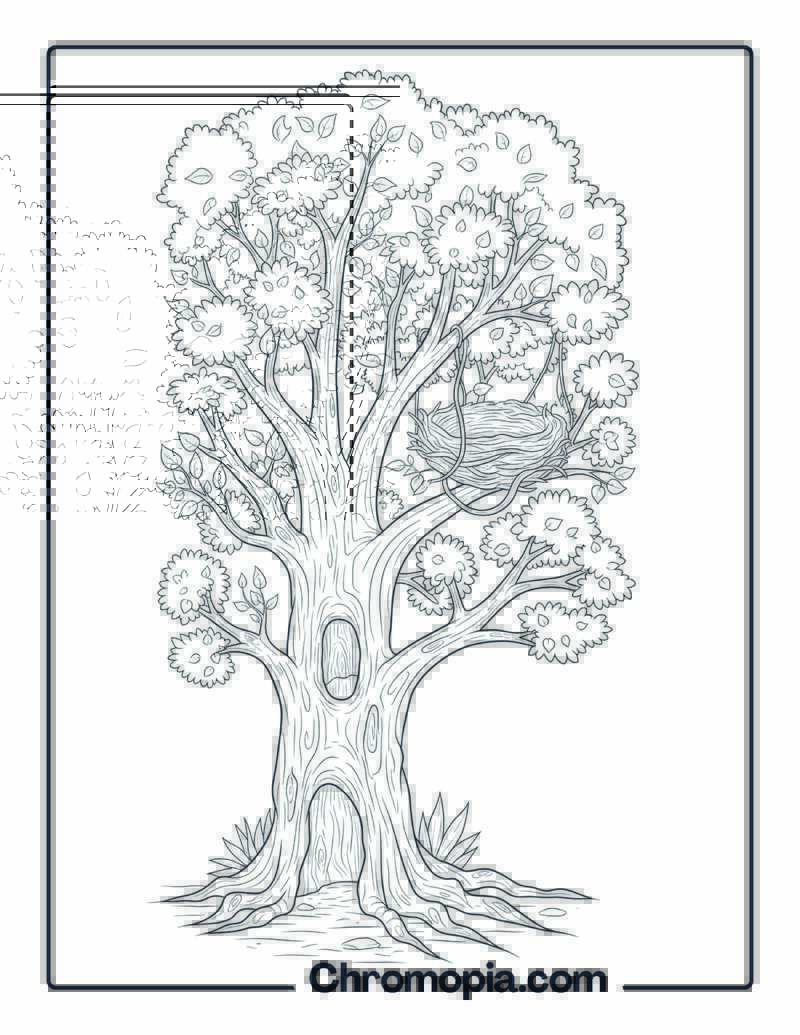 Forest Canopy Architecture Blueprint Design Coloring Sheet